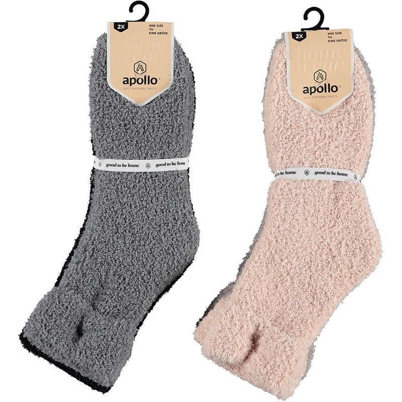 Chaussettes de lit pour dames - Lovely soft - 2-Pak - Grey/Black