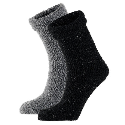 Chaussettes de lit pour dames - Lovely soft - 2-Pak - Grey/Black