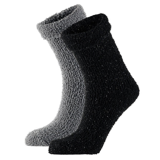 Bettsocken Damen - Herrlich weich - 2er-Pack - Grau/Schwarz