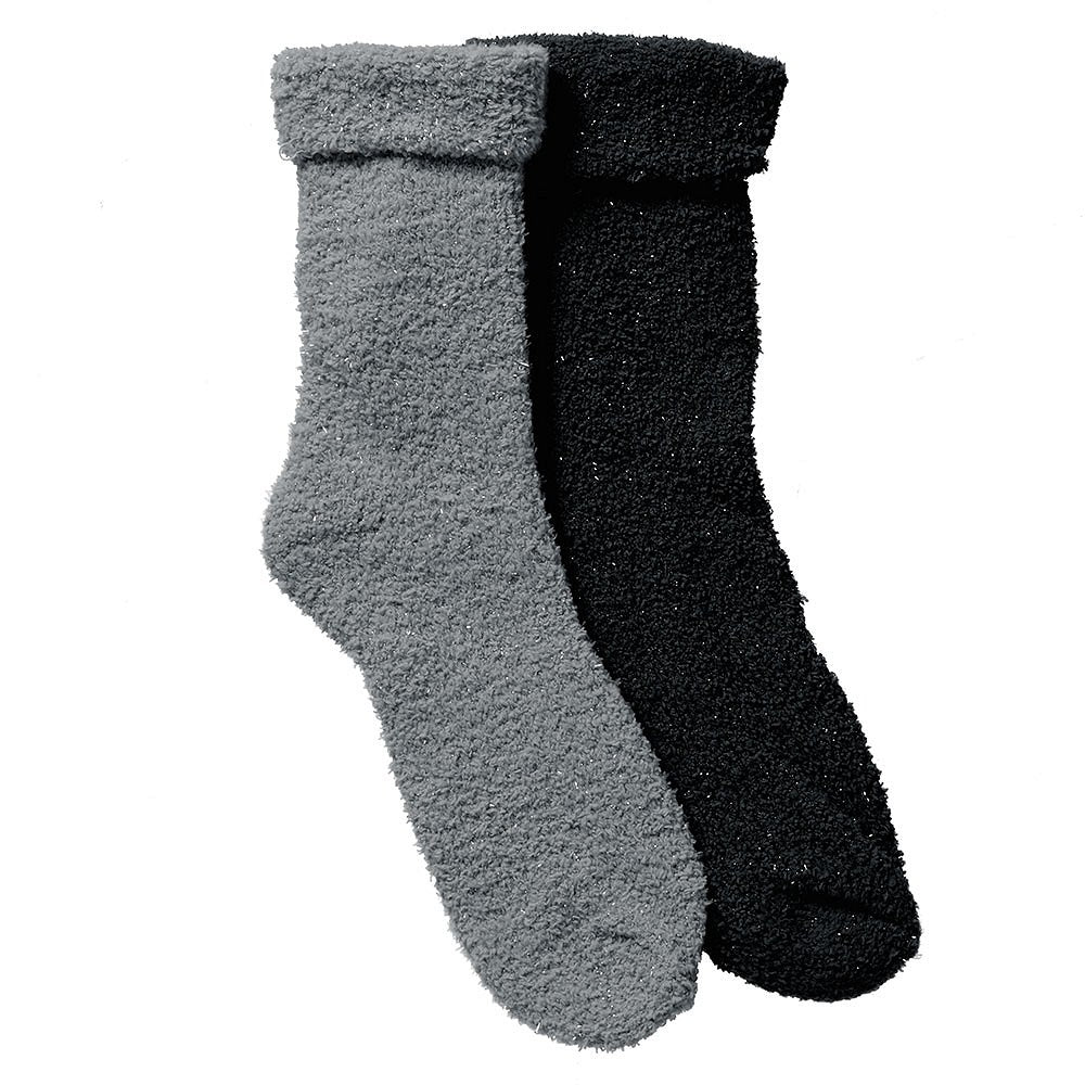 Chaussettes de lit pour dames - Lovely soft - 2-Pak - Grey/Black