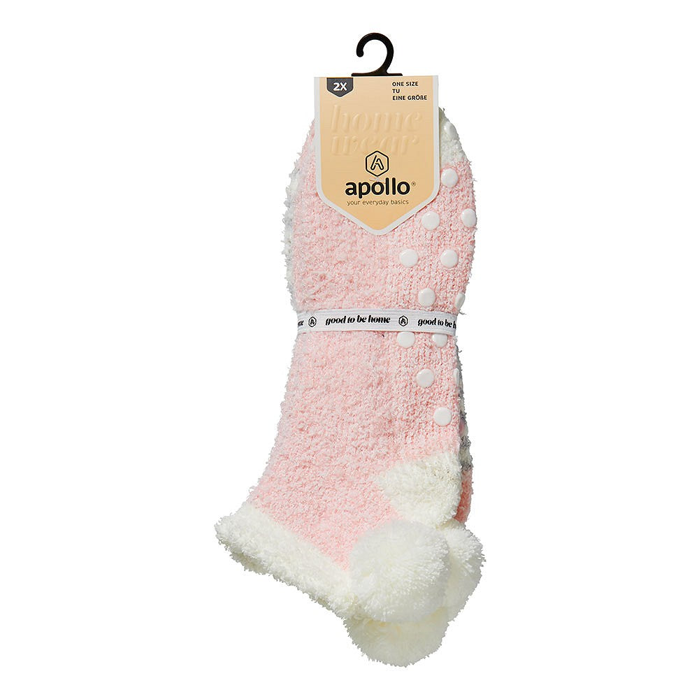 Lage bedsokken dames - Anti slip - 2-Pak - Roze