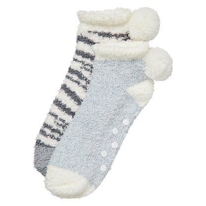 Chaussettes basses pour femmes - Antidérapantes - Lot de 2 - Gris/Noir