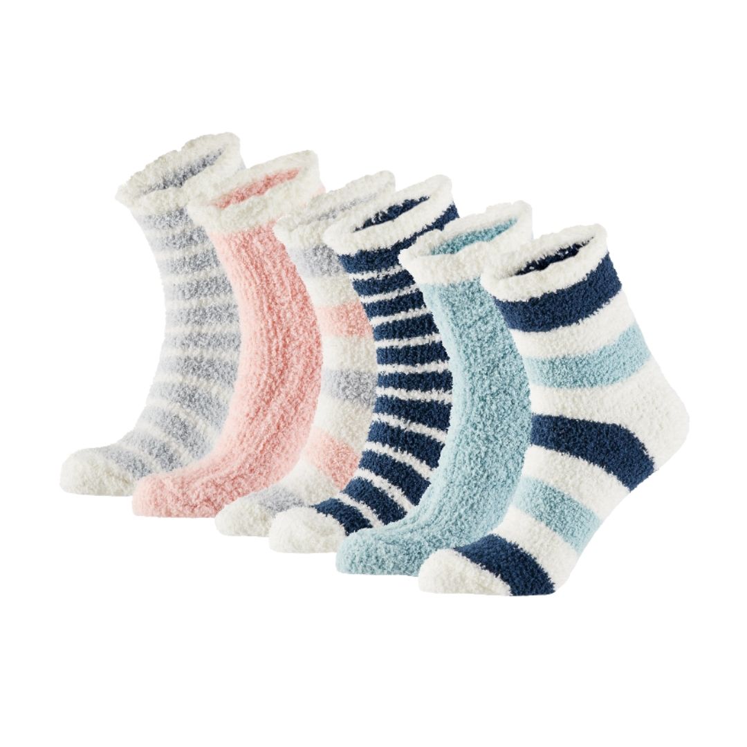 Bettsocken Damen – 6er-Pack – Rose/Blau – Vorteilspack
