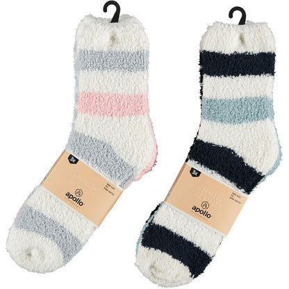 Chaussettes de lit pour femmes - Merveilleusement douces - Lot de 3 - Bleu