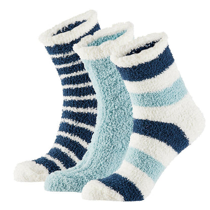 Chaussettes de lit pour femmes - Merveilleusement douces - Lot de 3 - Bleu