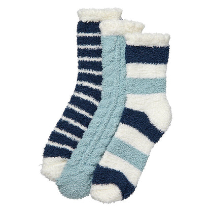 Chaussettes de lit pour femmes - Merveilleusement douces - Lot de 3 - Bleu