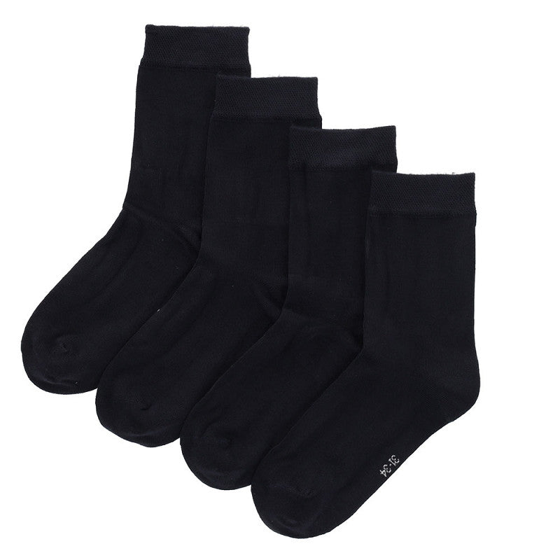 Bambus-Kindersocken Basic – Schwarz – 4er-Pack