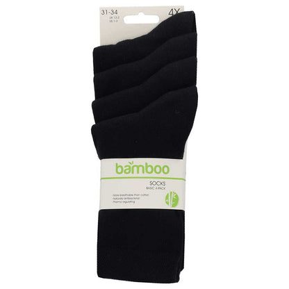 Bambus-Kindersocken Basic – Schwarz – 4er-Pack