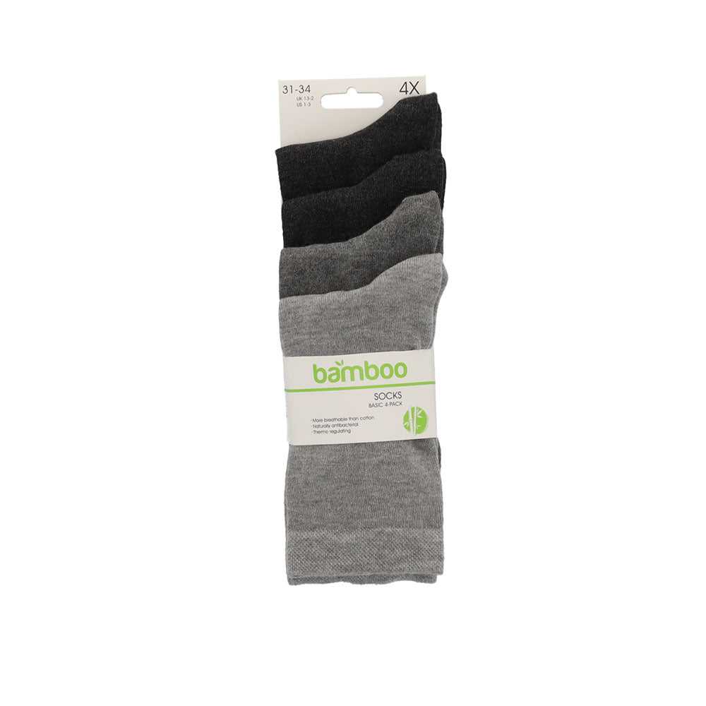 Chaussettes Bamboo Kids Basic - Gris - Lot de 4