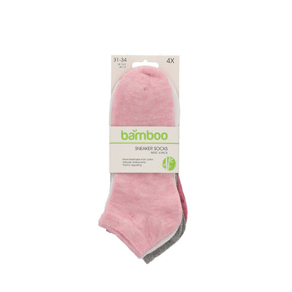 Bamboe Sneakersokken Kids -  Multi Roze - 4 Pak