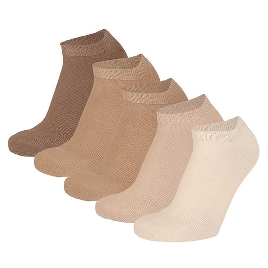 Dames sneakersokken - Beige - 5-Pak