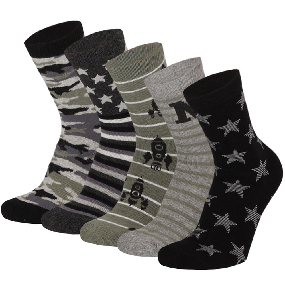 Kindersocken Casual Schwarz/Grün 5er-Pack