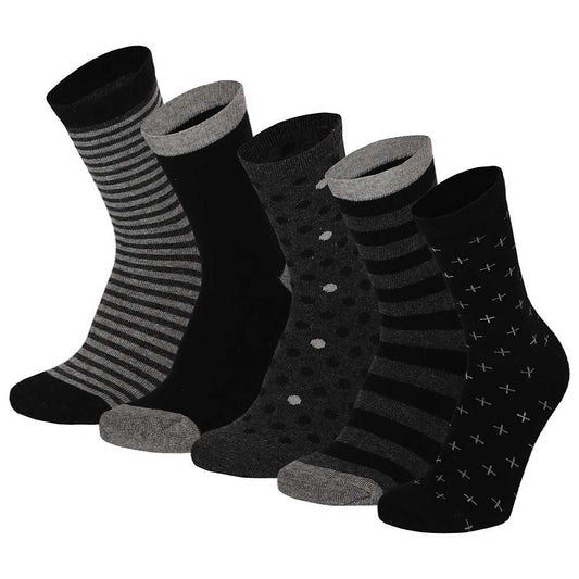 Kindersocken Casual Print Schwarz 5er-Pack