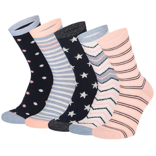 Chaussettes colorées pour enfants Happy Blue/Rose - Lot de 5