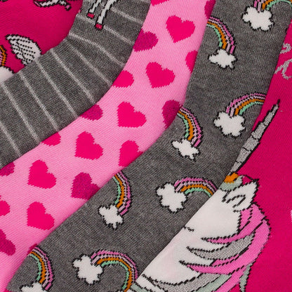 Bunte Kindersocken Einhorn Grau/Rose