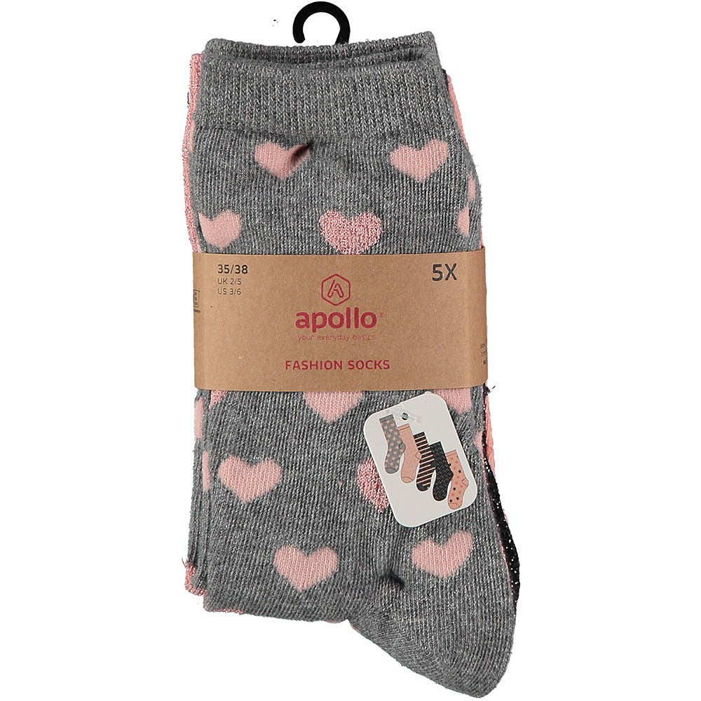 Kindersocken Mädchen lässig Druck rosa 5er-Pack