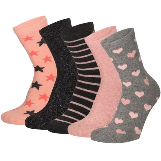 Kindersocken Mädchen lässig Druck rosa 5er-Pack