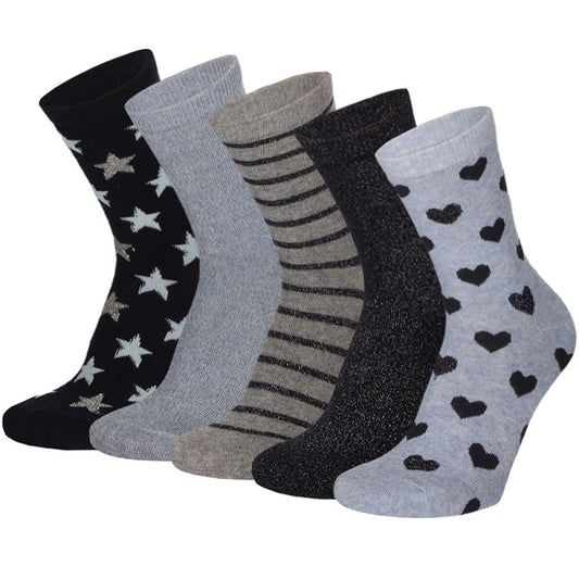 Chaussettes enfants filles décontractées bleu marine paquet de 5