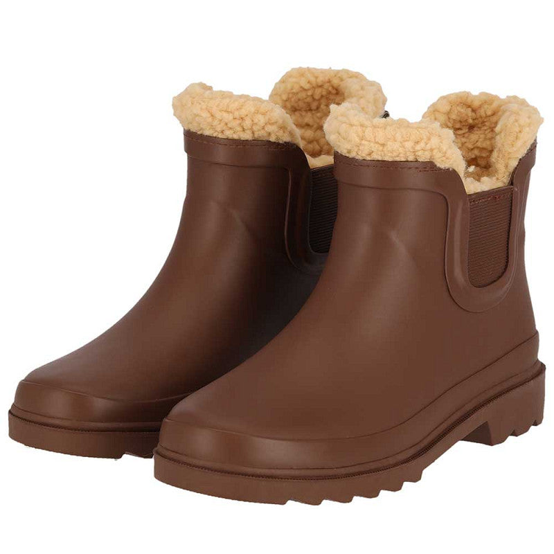 Chelsea regenlaarzen kinderen - Fake Fur voering - Rubber - Bruin