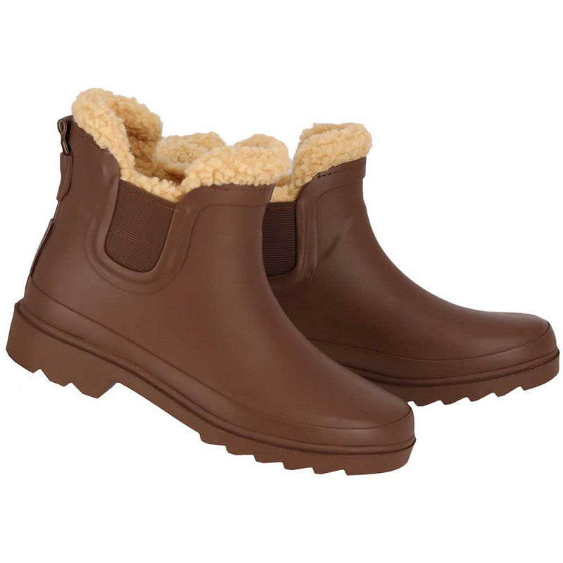 Chelsea regenlaarzen kinderen - Fake Fur voering - Rubber - Bruin