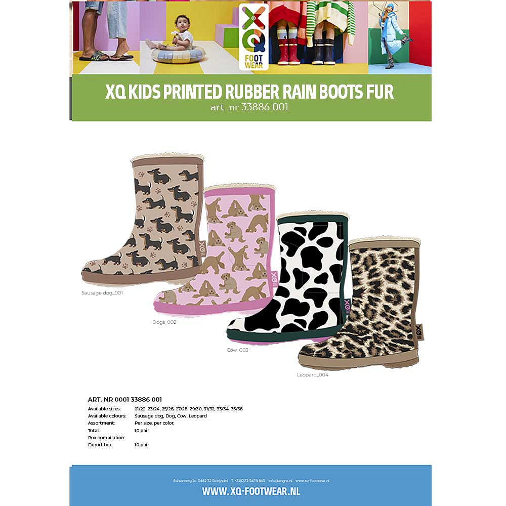 Regenstiefel Kinder - Hundedruck - Kunstfellfutter