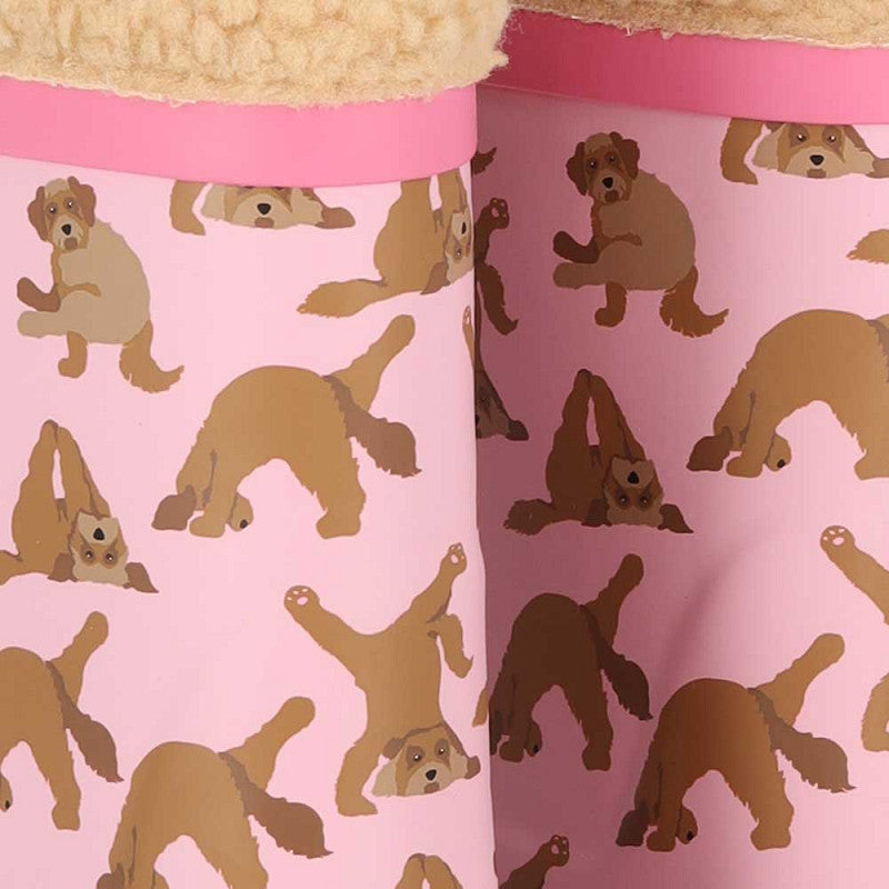 Regenlaarzen kids hondenprint – XQ Footwear – detail van de hondenprint en fur rand