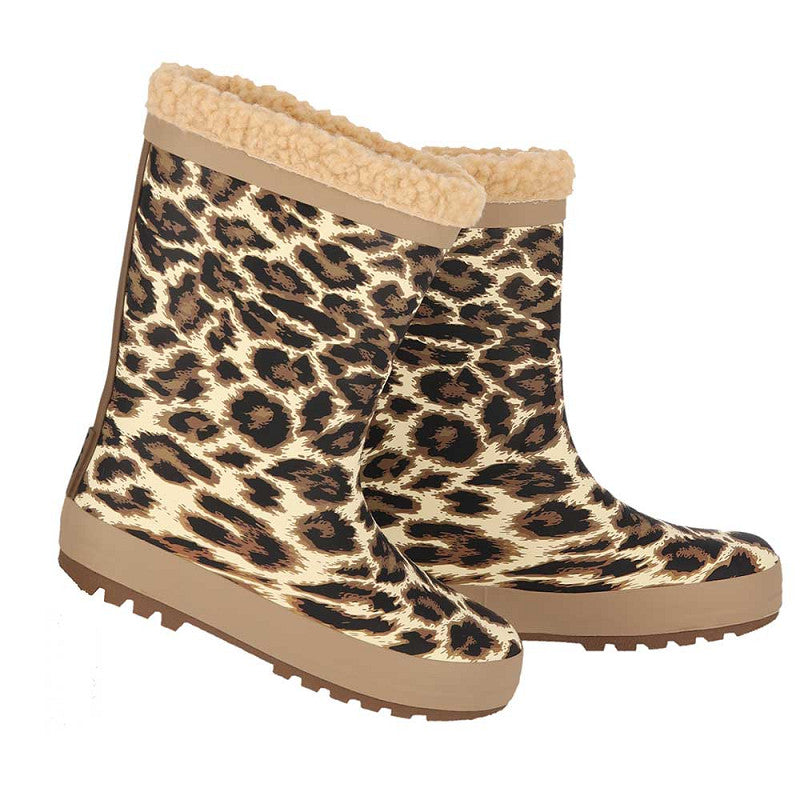 Regenlaarzen kids luipaardprint – XQ Footwear – zijaanzicht van één laars