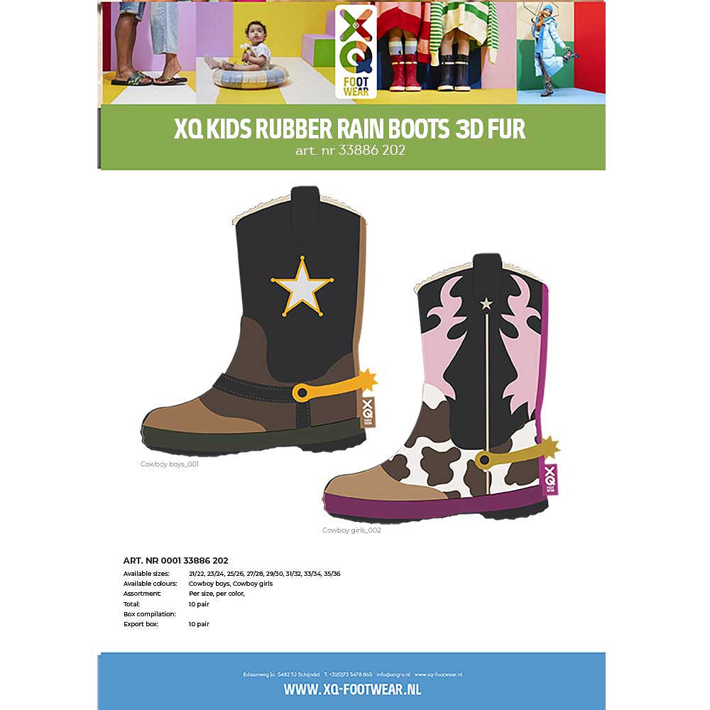 Cowboy regenlaarzen kids - Fake fur voering - Multi Color