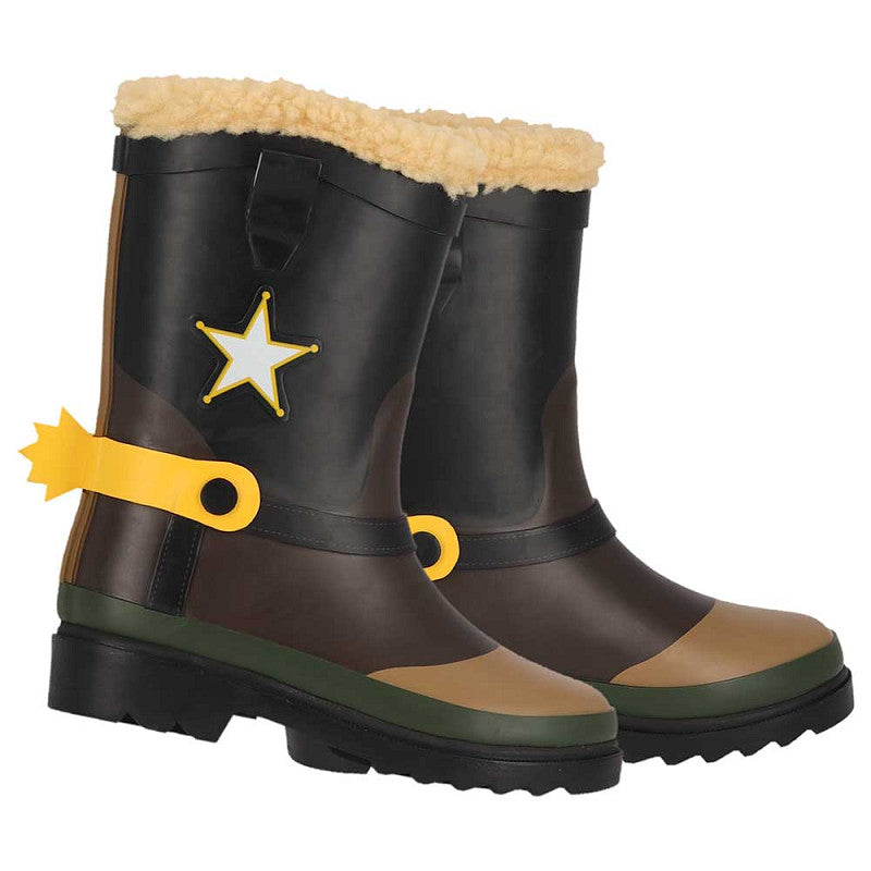 Cowboy regenlaarzen kids multi bruin – XQ Footwear – zijaanzicht van één laars