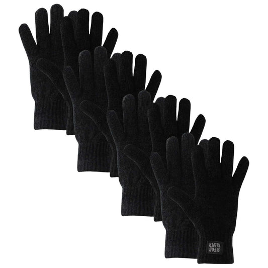 Gebreide thermo handschoenen dames - Chenille - One Size - 4-Paar - Voordeel