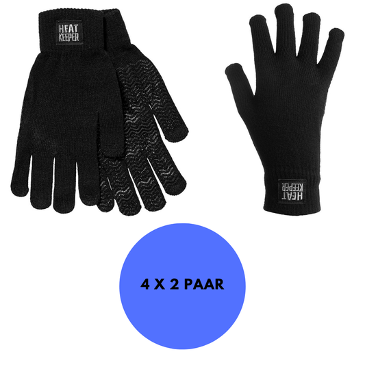 Gants tricotés homme - Noir - 1 paire