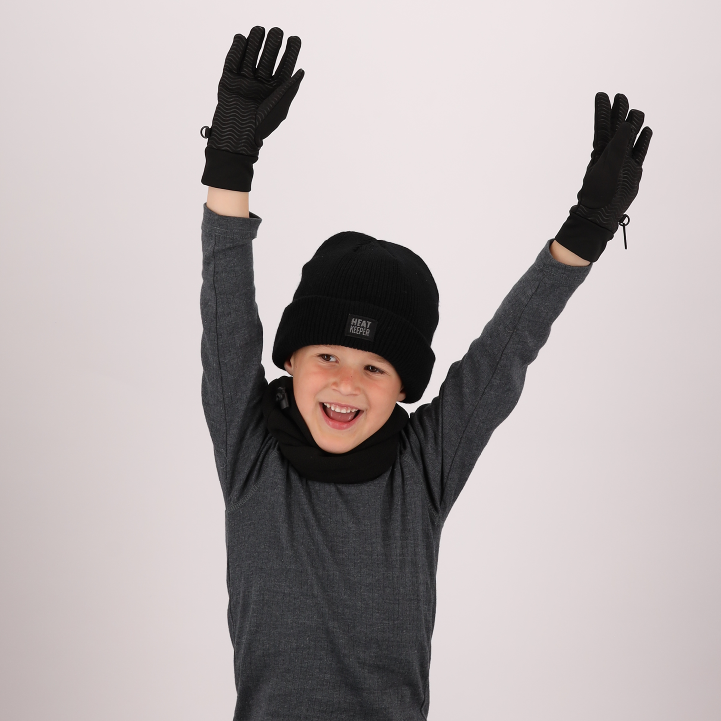 Thermo-Sporthandschuhe Kinder - Softshell - Schwarz