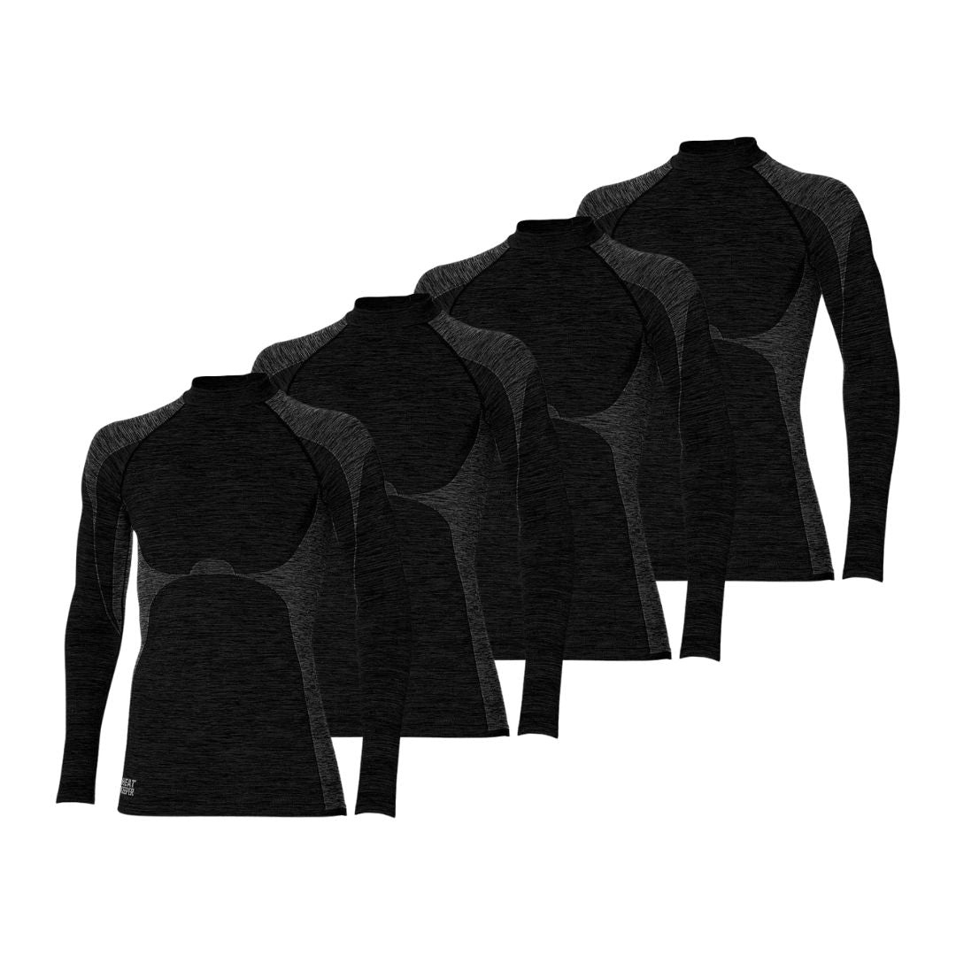Thermoshirt Herren - Schwarz meliert - 4-teilig