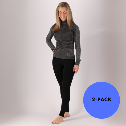 Leggings thermiques pour femmes - Noir - 2 pièces