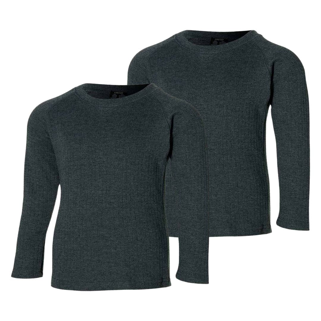 Thermoshirt kinderen antraciet - 2-Stuks
