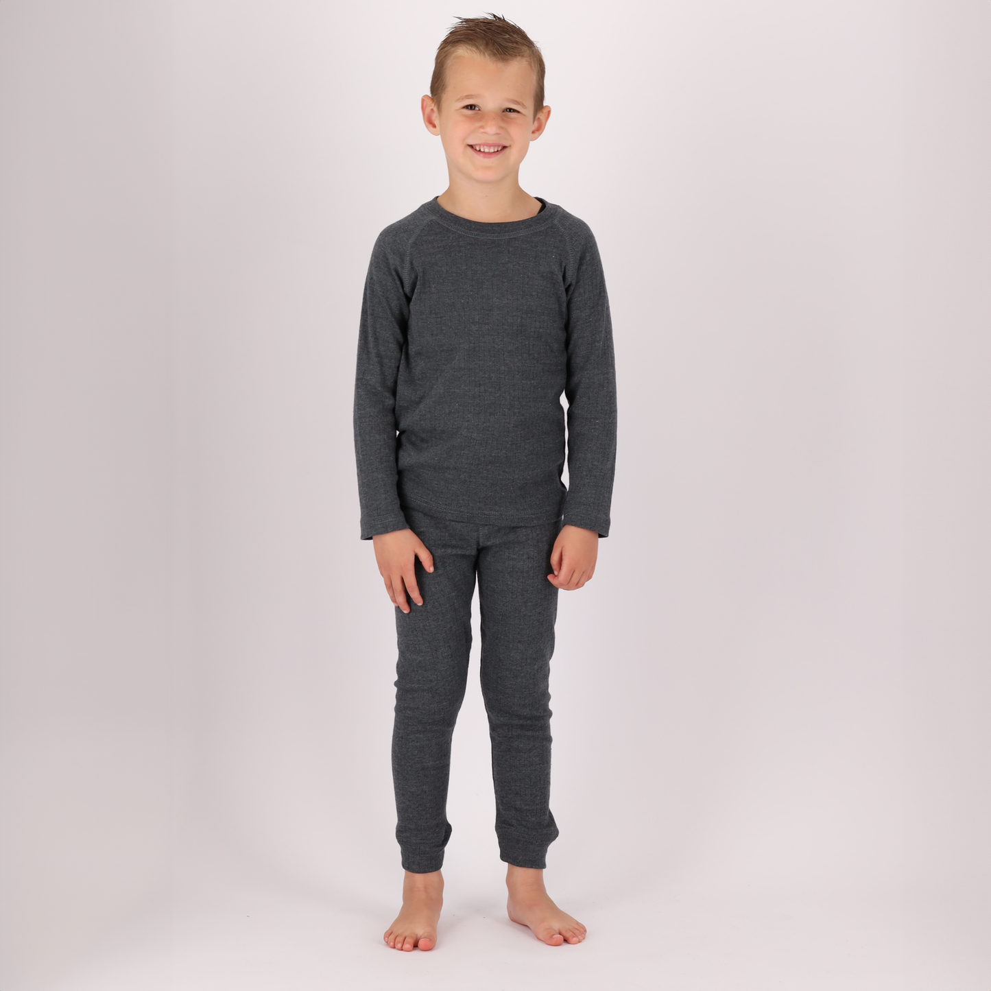 Thermo broek/shirt kinderen - Set - Unisex - Antraciet - 2 x broek/shirt