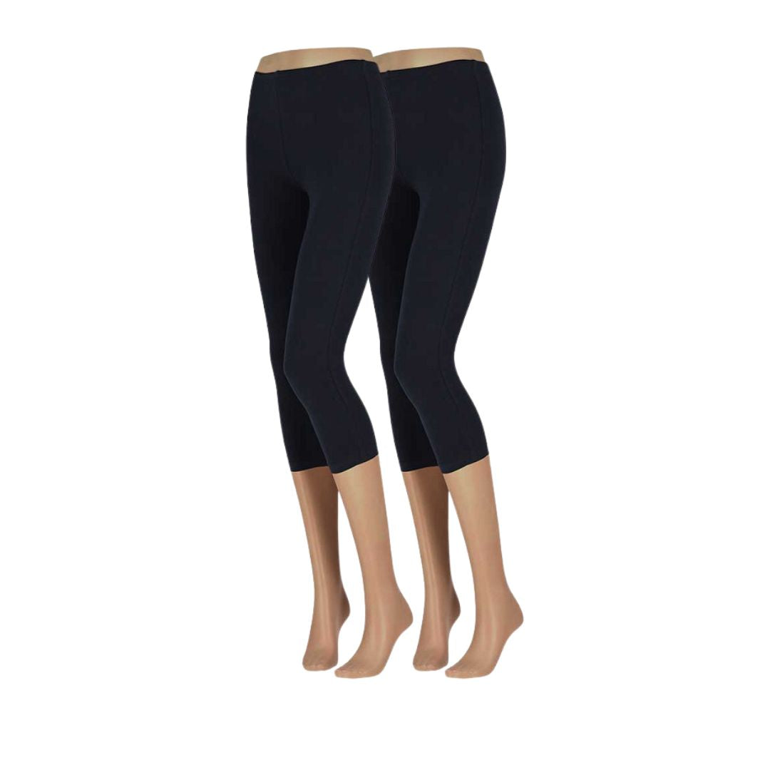 Bawełniane legginsy damskie Capri - 2-pak