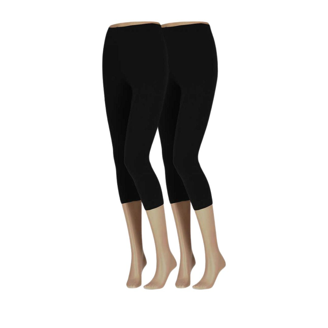Bawełniane legginsy damskie Capri - 2-pak