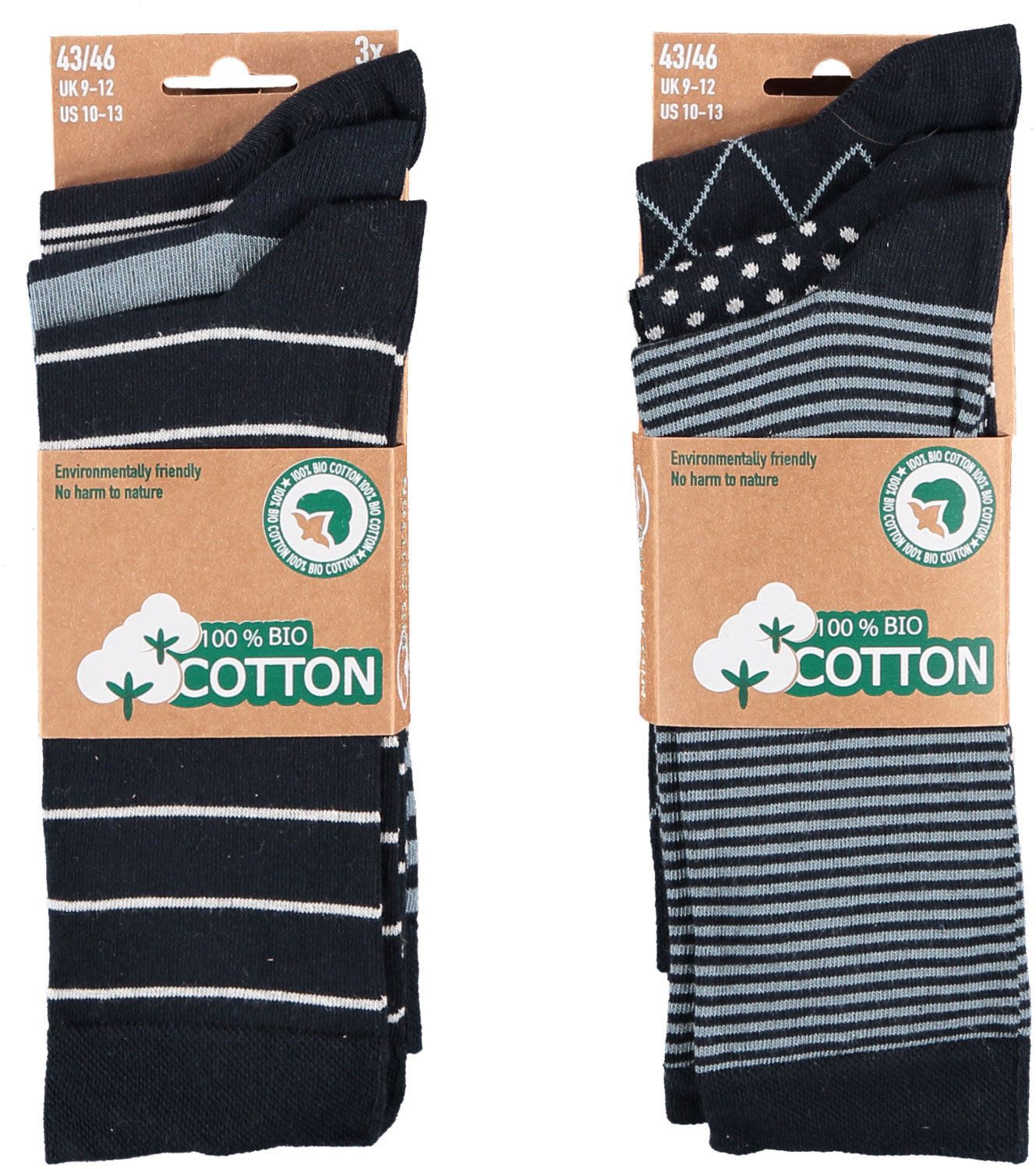 Chaussettes en coton biologique pour hommes - Multi Marine - 6 Paires