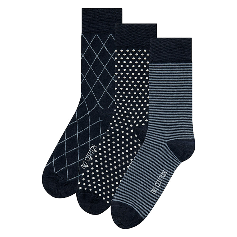 Chaussettes en coton biologique pour hommes - Multi Marine - 6 Paires