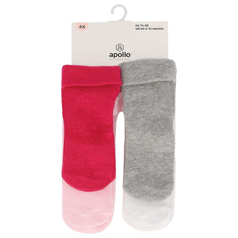 Chaussettes bébé en coton - Lot de 4 - Multi Pink - 6/12M