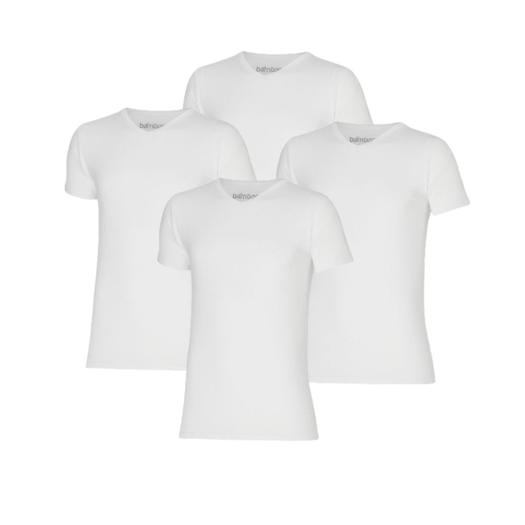 Bamboe T-Shirt Heren - V-Hals - 4-Pack Voordeelpakket