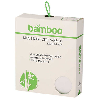 Bamboe T-shirt Heren - Diepe V-Hals - Wit