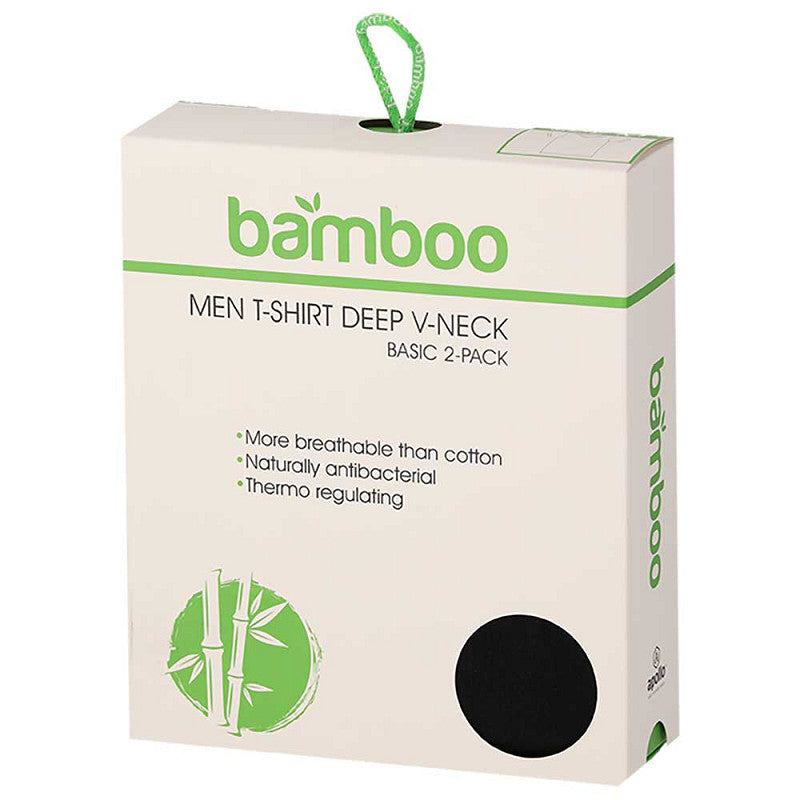 Bamboe T-shirt Heren - Diepe V-Hals - Zwart