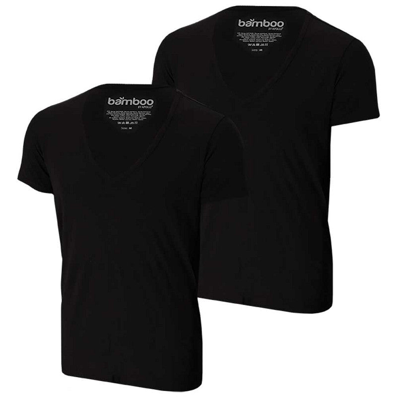 Bamboe T-shirt Heren - Diepe V-Hals - Zwart