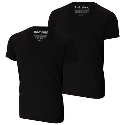 Bamboe T-shirt Heren - Diepe V-Hals - Zwart