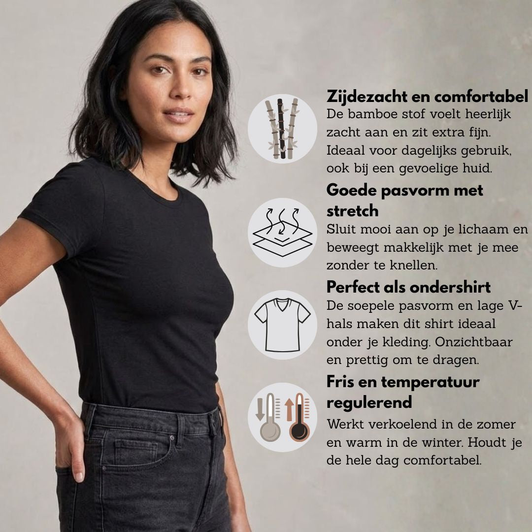 Bamboe T-Shirt Dames - 4-Pack - Voordeelpakket