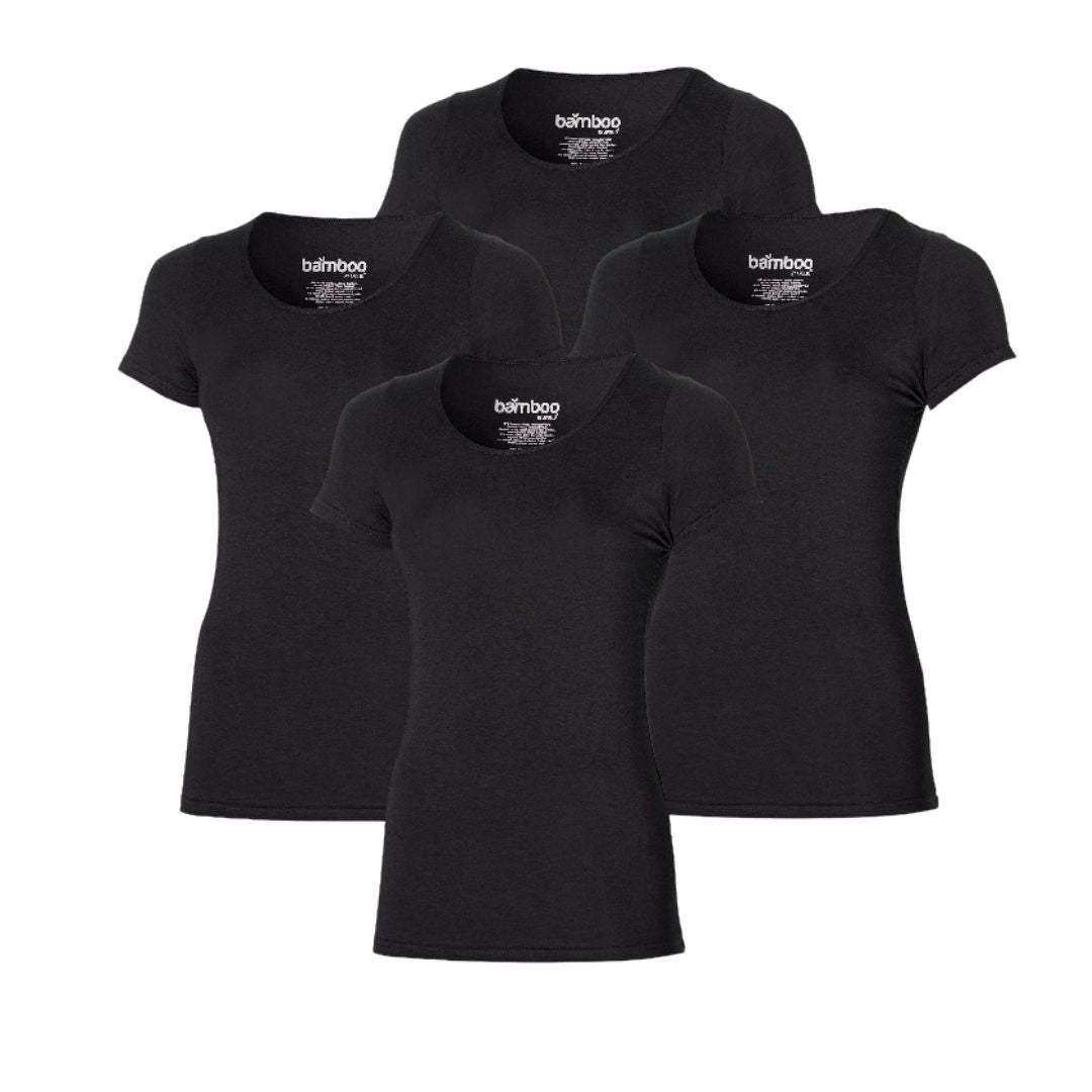 Bamboe T-Shirt Dames - 4-Pack - Voordeelpakket