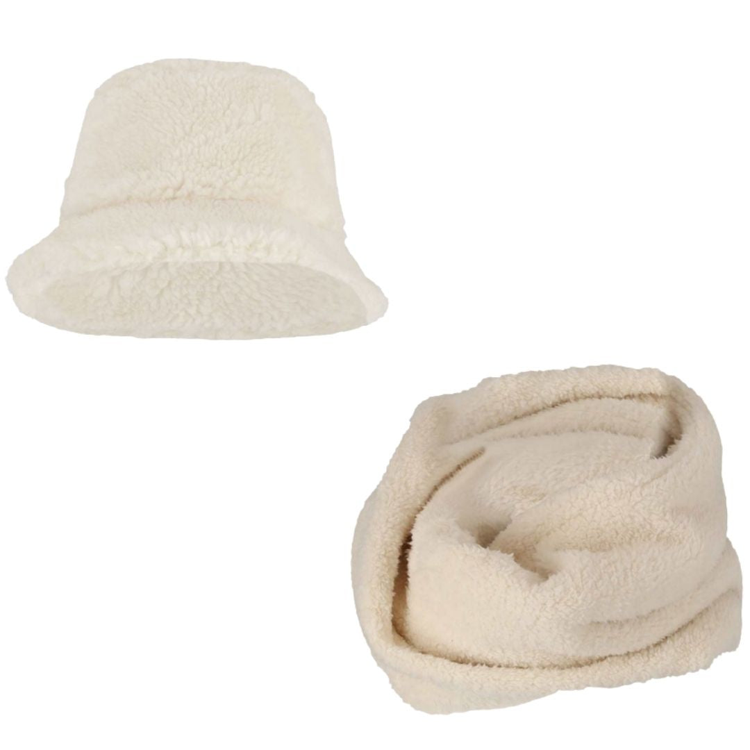 Schlauchschal und Mütze – Teddywolle – Einheitsgröße