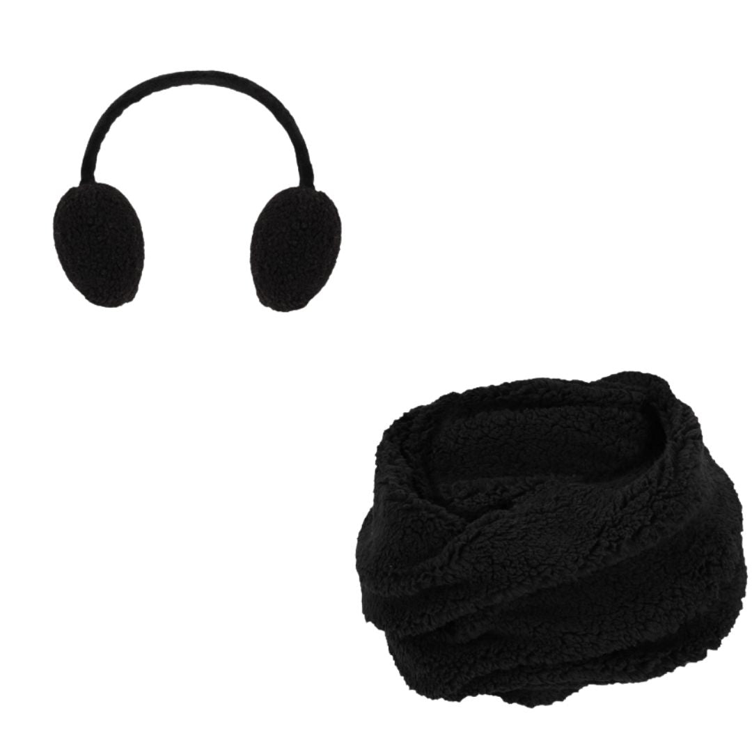 Schlauchschal und Ohrenwärmer – Teddywolle – Einheitsgröße